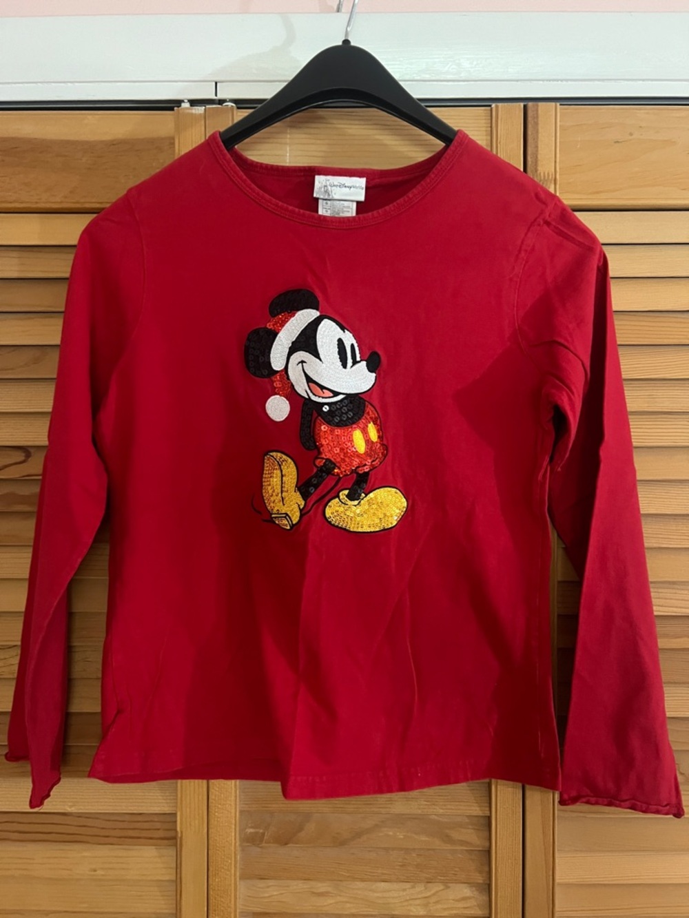 Disney Red Long-Sleeve Mickey Sequin Top